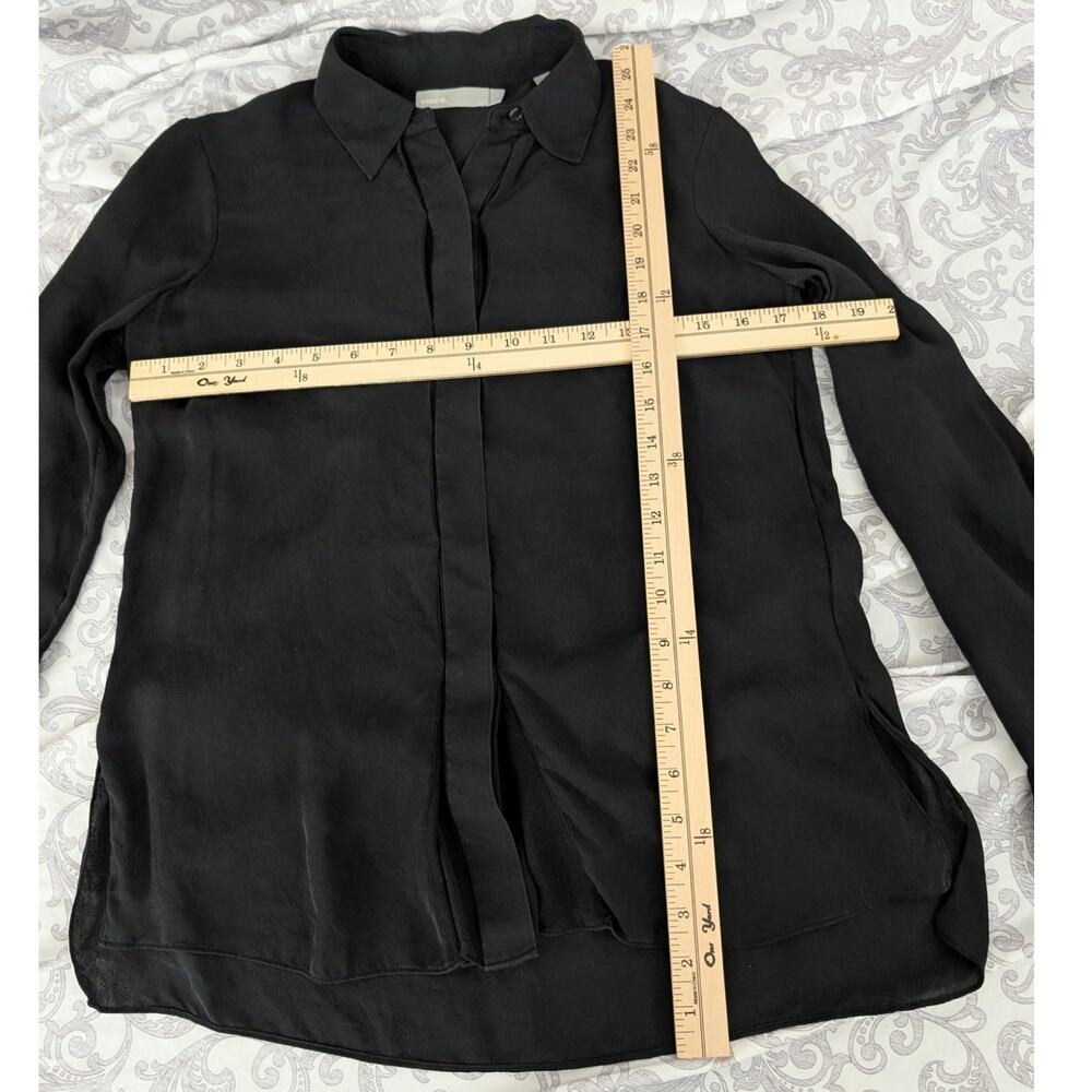 vince black silk button down blouse size 2 - Picture 2 of 8